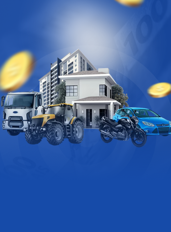 Casa, carro e bens representando refinanciamento